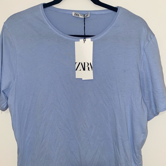 NWT Zara scoop neck baby blue t shirt - Picture 2 of 6